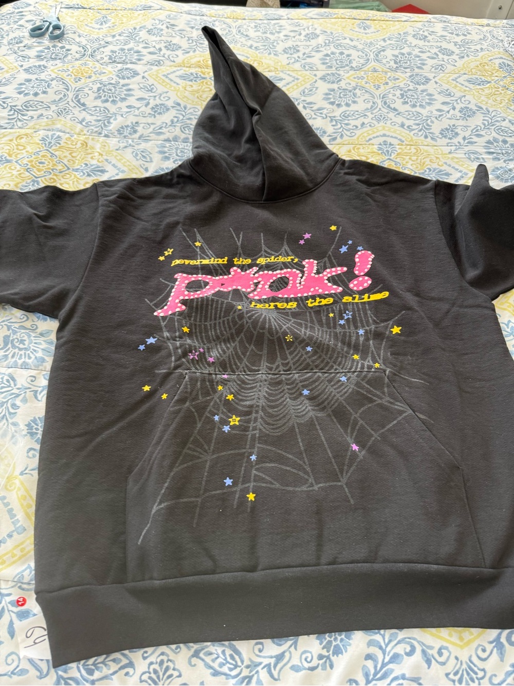 Sp5der Men’s Black Hoodie Spider Web Graphic